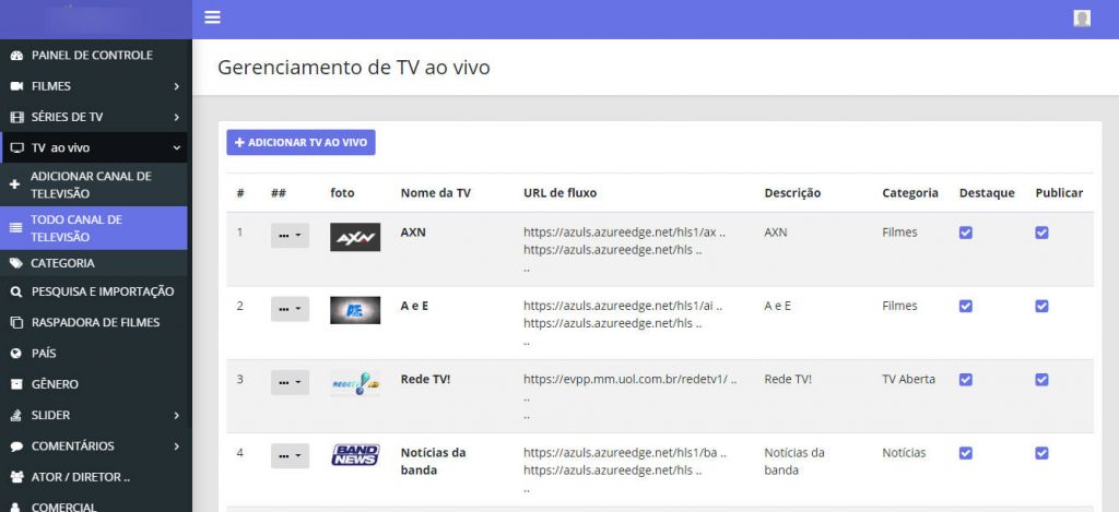 App Aplicativo android Tv Online Ao Vivo Filmes online com administração em Português
