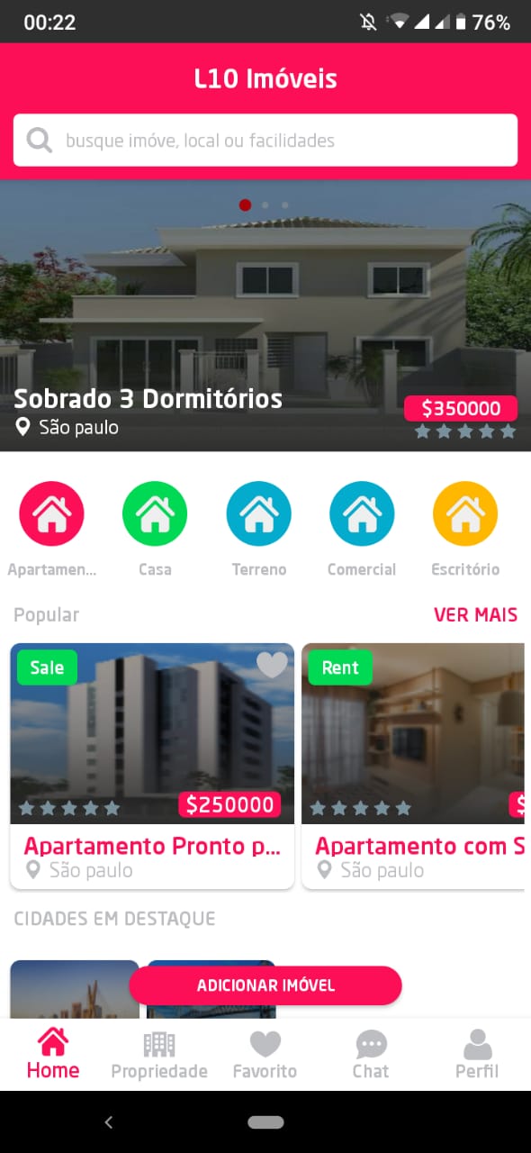 Aplicativo Imobiliária Virtual Android administração (Mensal)