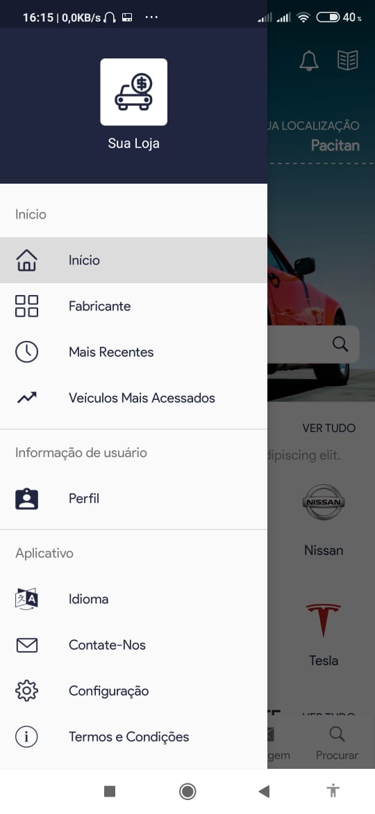Aplicativo Classificados Veículos Android com Administração em português Mensal