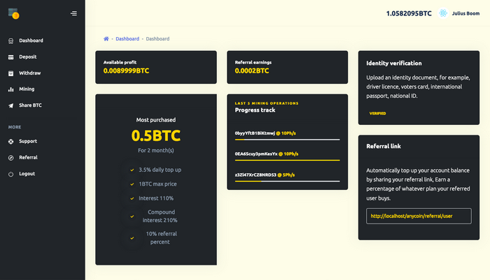 Script Plataforma avançada de mineração de Bitcoin Criptomoedas